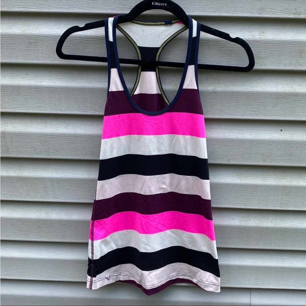 Lululemon | Colorblock Stripe Racerback Workout Tank Top size 2 - Picture 2 of 5